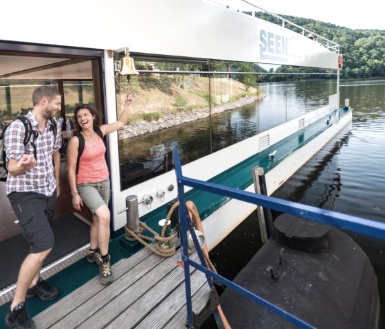 The hike on the Waterland Route can be combined with a boat trip, © Eifel Tourismus GmbH/D. Ketz The hike on the Waterland Route can be combined with a boat trip, © Eifel Tourismus GmbH/D. Ketz