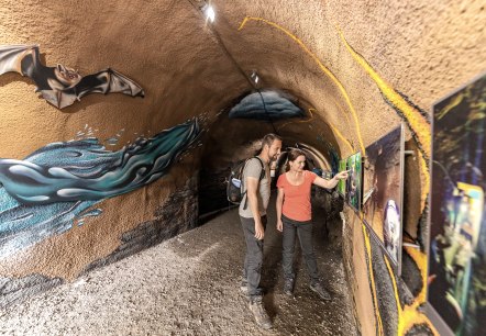 Graffiti im Ulmener Maar-Stollen, © Eifel Tourismus GmbH, AR-shapefruit AG Graffiti im Ulmener Maar-Stollen, © Eifel Tourismus GmbH, AR-shapefruit AG