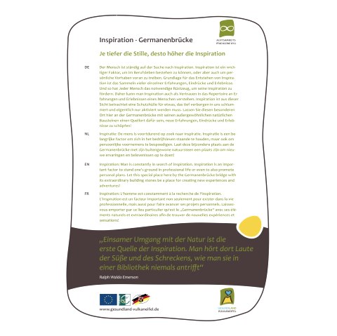 Tafel "Regeneration / Rast", © GesundLand Vulkaneifel GmbH Tafel "Regeneration / Rast", © GesundLand Vulkaneifel GmbH