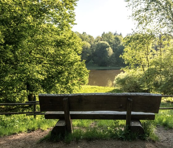 Banc pour se détendre au lac de cratère de Windsborn, © GesundLand Vulkaneifel/D. Ketz
