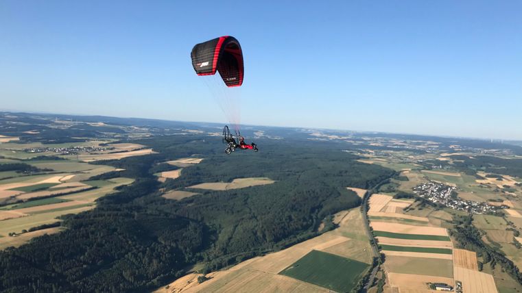 Motor glider flight over the Eifel