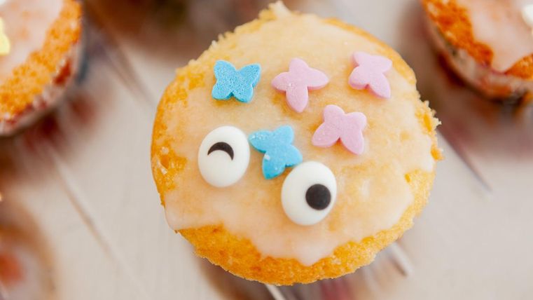 Muffin with colorful decoration