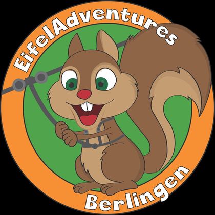 Colorful logo Eifeladventures with squirrel