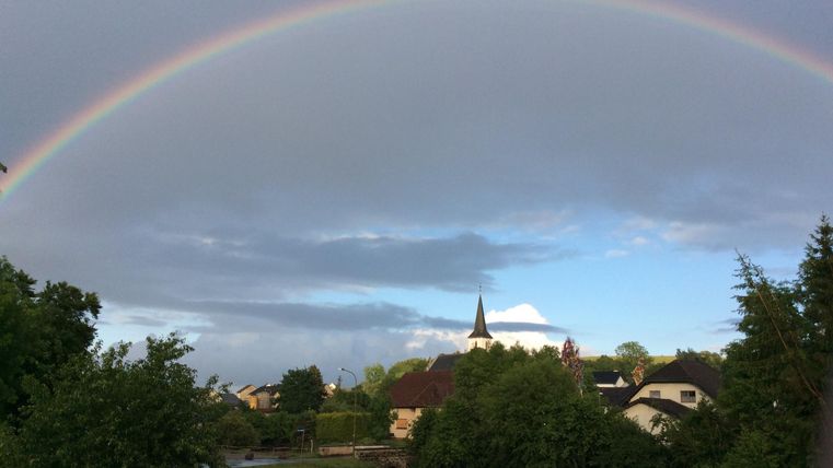 Rainbow over pipe