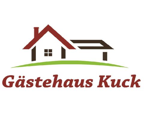 Ein einfaches Logo des Gästehaus Kuck. Es zeigt ein Haus mit dem Schriftzug "Gästehaus Kuck" darunter.