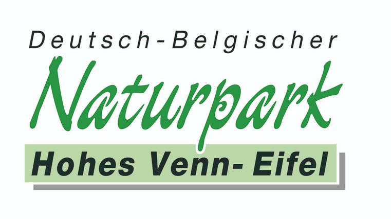 Logo of the German-Belgian Nature Park High Fens-Eifel in green and black writing on a white background.
