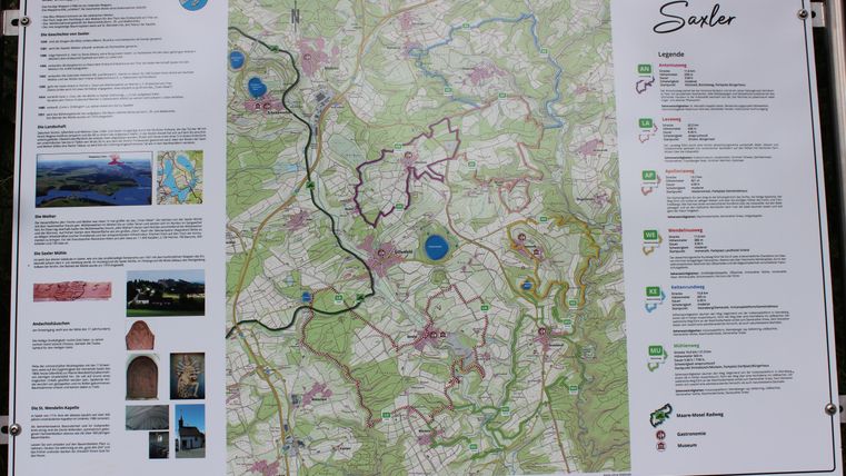 An overview map for hiking trails around Sanler. The map shows various routes and attractions in the area.