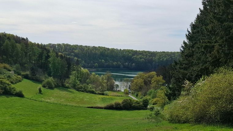 The Pulvermaar is a beautiful, deep-blue crater lake in the Eifel region, formed by a volcanic eruption. It's a popular destination for nature lovers and offers many great activities. You can go swimming in the Pulvermaar and enjoy the refreshingly clear water—perfect for a relaxing cool-off on warm days. Pedal boating is also a great way to explore the maar and enjoy nature from the water. There are also beautiful hiking trails around the Pulvermaar where you can experience nature up close. Whether hiking, swimming, or pedal boating—here you can enjoy the peace and beauty of nature.