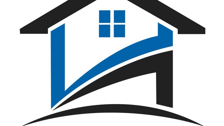 Ein modernes Logo mit der Darstellung eines Hauses in Schwarz und Blau. Darunter steht der Name "FeWo Thönnes".