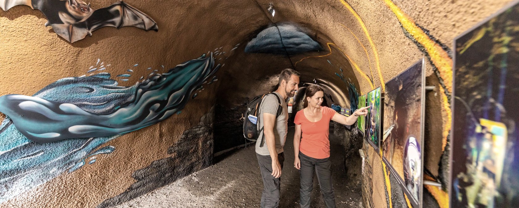 Graffiti im Ulmener Maar-Stollen, © Eifel Tourismus GmbH, AR-shapefruit AG