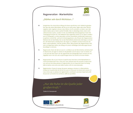 Tafel  "Regeneration / Rast", &copy; GesundLand Vulkaneifel GmbH