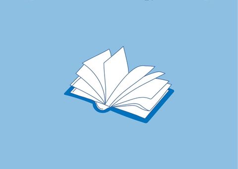 Een geopend boek op een blauwe achtergrond. De pagina's zijn duidelijk en eenvoudig weergegeven.