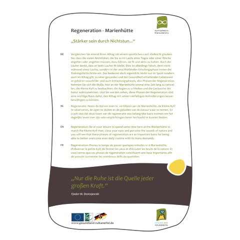 Tafel  "Regeneration / Rast", &copy; GesundLand Vulkaneifel GmbH