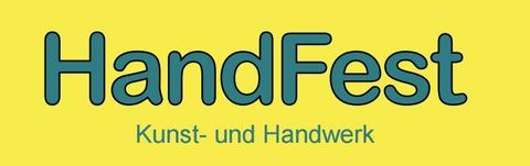 A cheerful yellow logo with the inscription "HandFest". It represents art and craft.