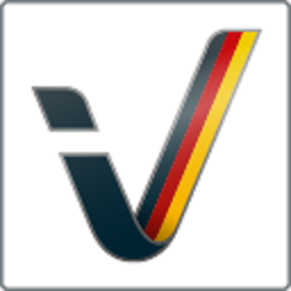 Een gestileerd logo met een modern lettertype. Het combineert kleuren en vormen die aan Duitsland herinneren.