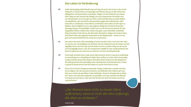 Ein informatives Dokument mit dem Titel "Auf zu neuen Ufern". Es handelt von Veränderungen im Leben und enthält verschiedene Punkte zu diesem Thema.