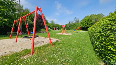 Colorfully designed children's playground.