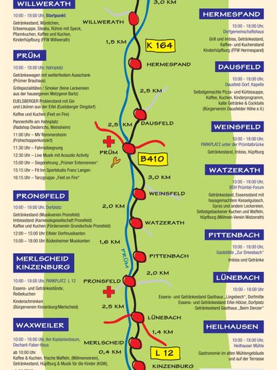 A colored map shows various places and streets in the Prontal area. The map is clear with symbols and labels for sights and activities.
