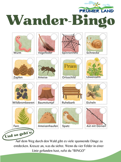 Spielbogen zum Wander-Bingo