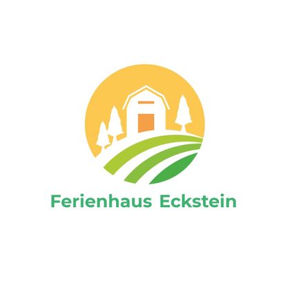 A stylized holiday home, surrounded by rolling meadows and trees. The background shows a sunny, friendly atmosphere.