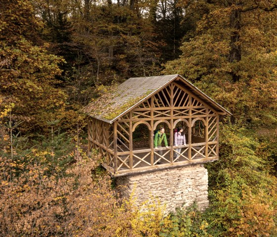 Vue depuis la cabane de Balduin au-dessus de la vallée de la Lieser, étape 12 du sentier de l'Eifel, © Eifel Tourismus GmbH, D. Ketz